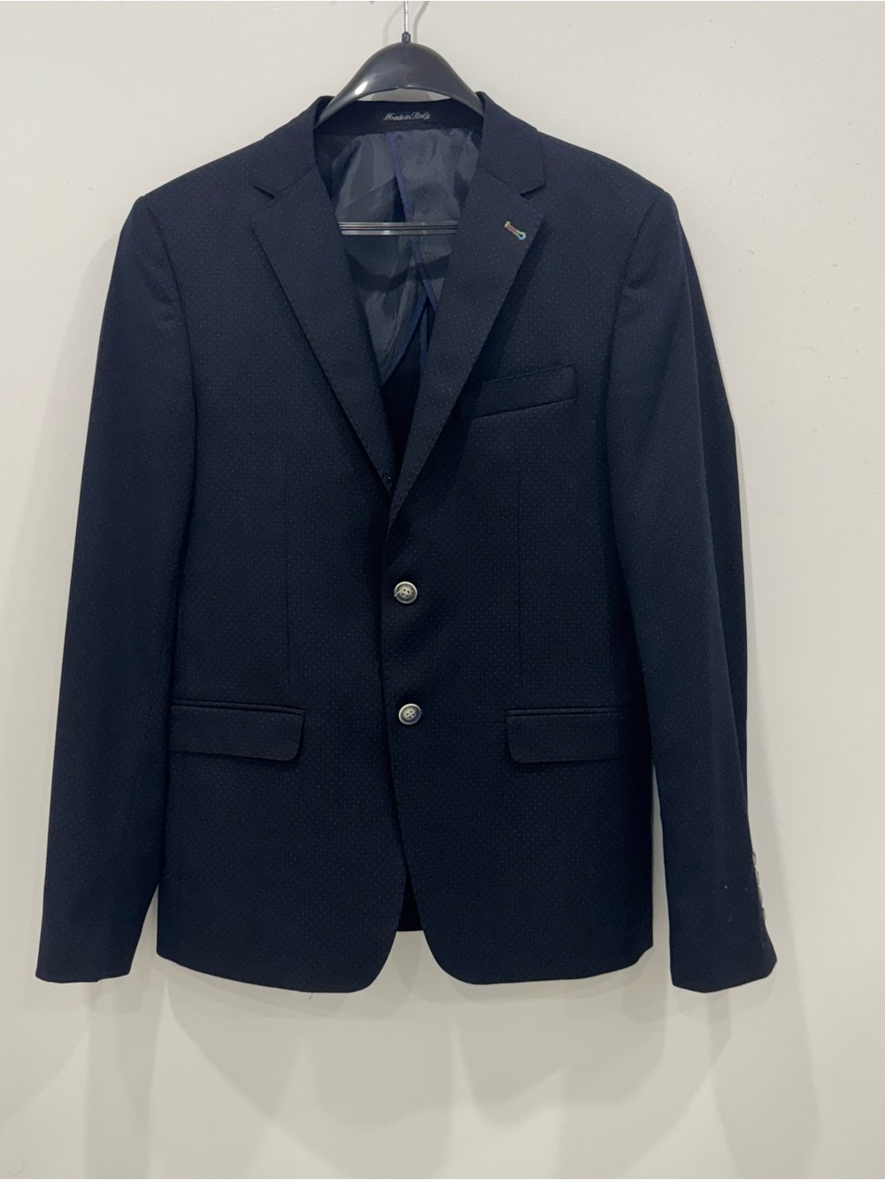 Eredi Del Duca Made in‎ Italy Navy Textured Wool Blend Sport Coat Blazer 46R